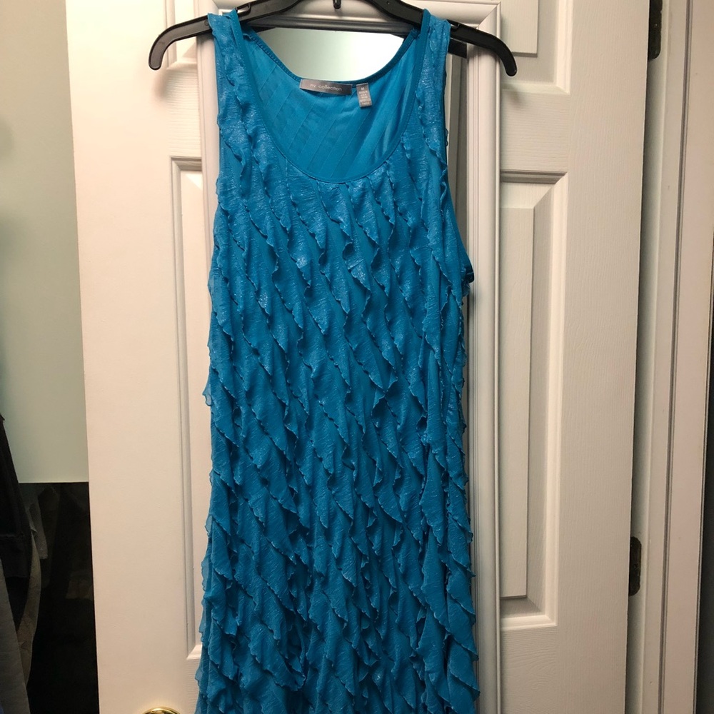 Short blue ruffled dress size medium